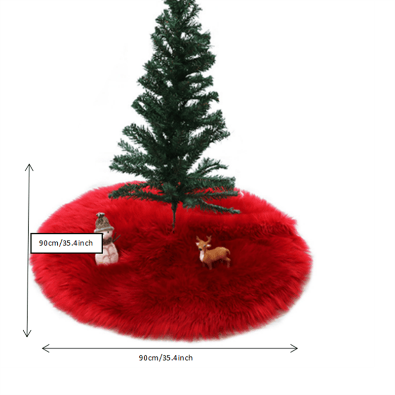 1pc Snow White Faux Fur Christmas Tree Skirt - Festive Holiday Decorations for Home and Party