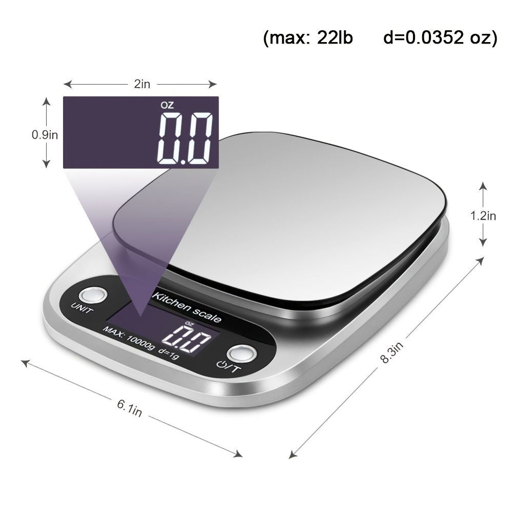 Supermarket Kitchen Scales Stainless Steel Weighing For Food Diet 22lb(1oz) Balance Measuring LCD Precision Electronic Vegetable Mark; Postal Scales/digital Scale; Without Batteries