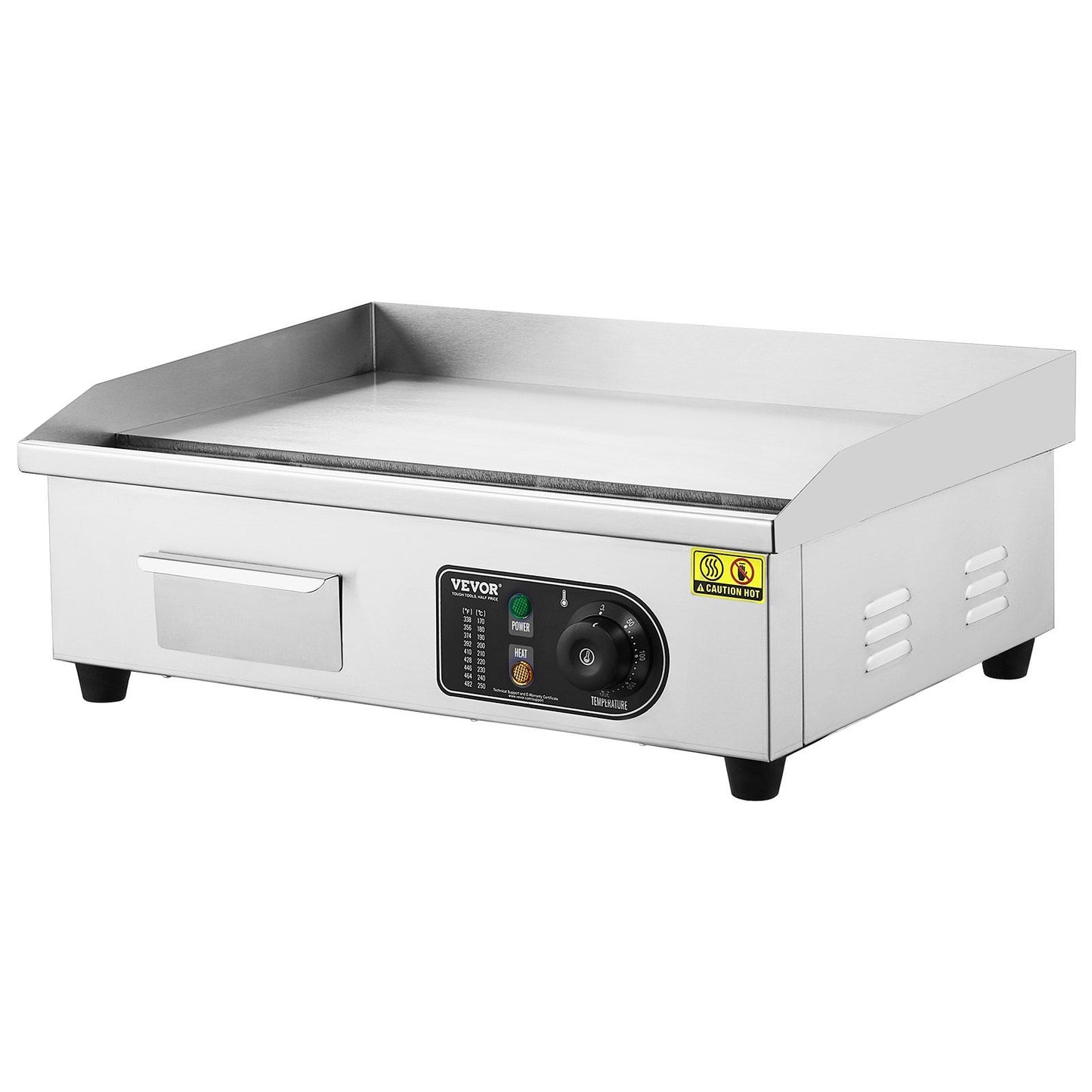 VEVOR Commercial Electric Griddle 3200 W Countertop Flat Top Grill 122°F-572°F