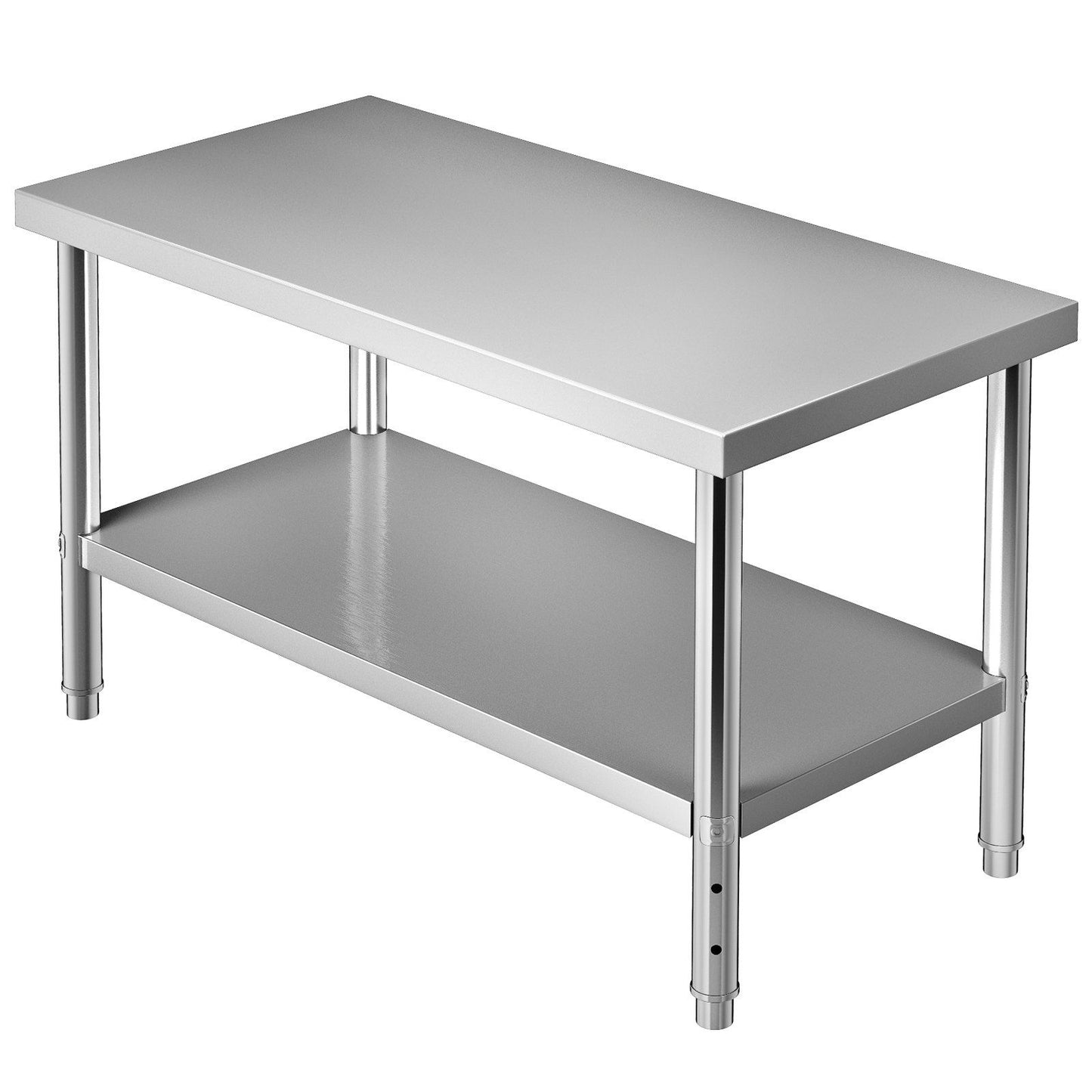 VEVOR Stainless Steel Prep Table, 48 x 30 x 34 Inch, 550lbs Load Capacity Heavy Duty Metal Worktable with Adjustable Undershelf, Commercial Workstation for Kitchen Restaurant Garage Backyard