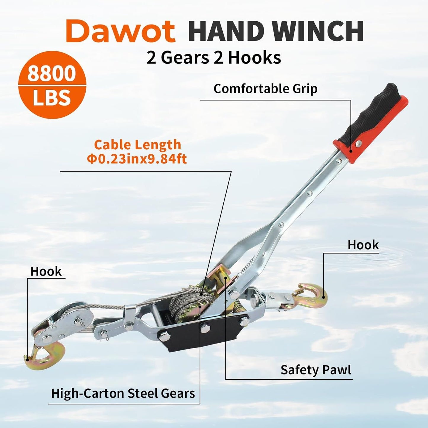 Winch Ratchet Tool, Gear Power Puller,Pulling Boat Marine,Heavy Duty Cable Come Along Tool,Automotive Hoist Winch Puller