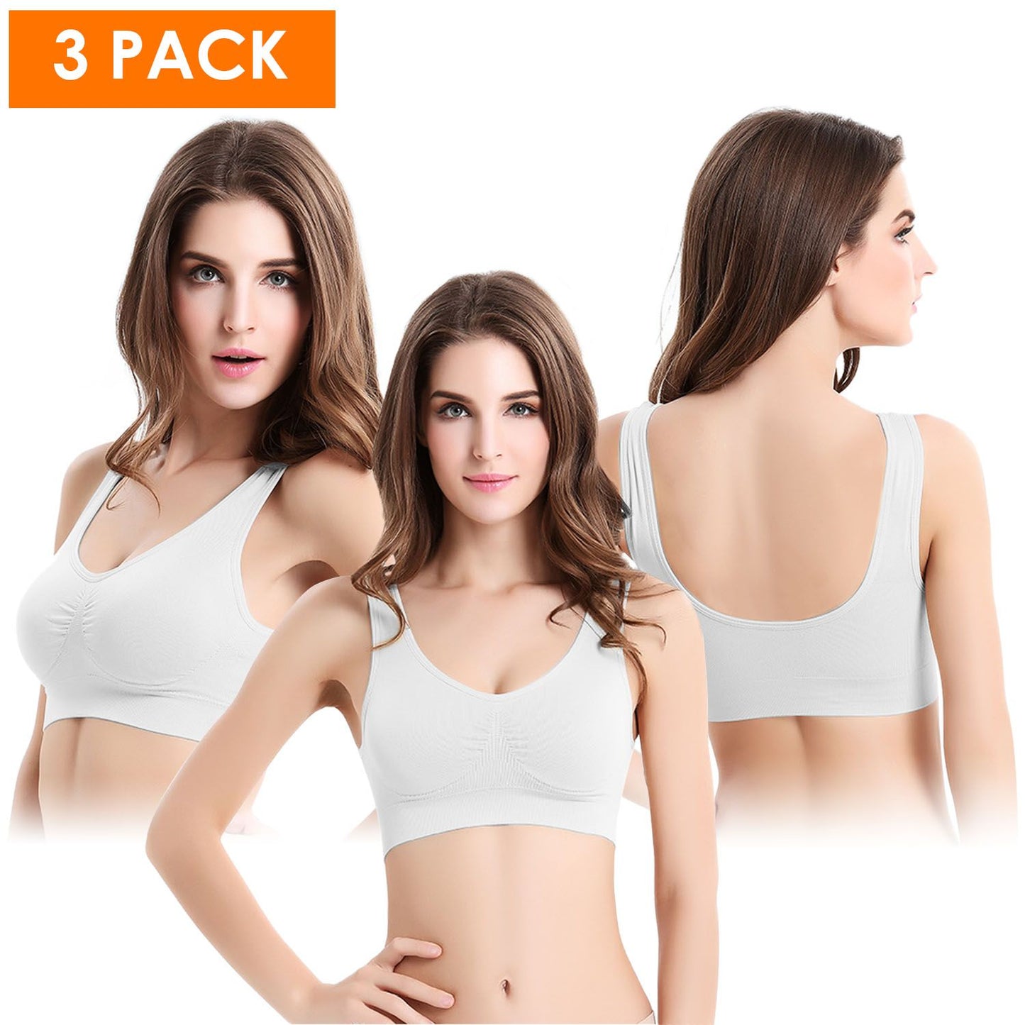 3 Pack Sport Bras For Women Seamless Wire free Bra Light Support Tank Tops For Fitness Workout Sports Yoga Sleep Wearing