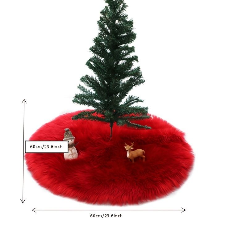 1pc Snow White Faux Fur Christmas Tree Skirt - Festive Holiday Decorations for Home and Party