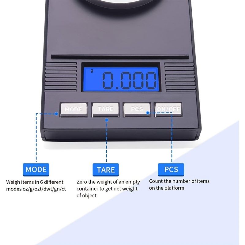 Milligram Scale USB Powered - Mg/ Gram Scale; Precision Digital Pocket Carat Scale Electronic Jewelry Scales For Powder Medicine/ Jewelry/ Reloading/ Herb Including Calibration Weights