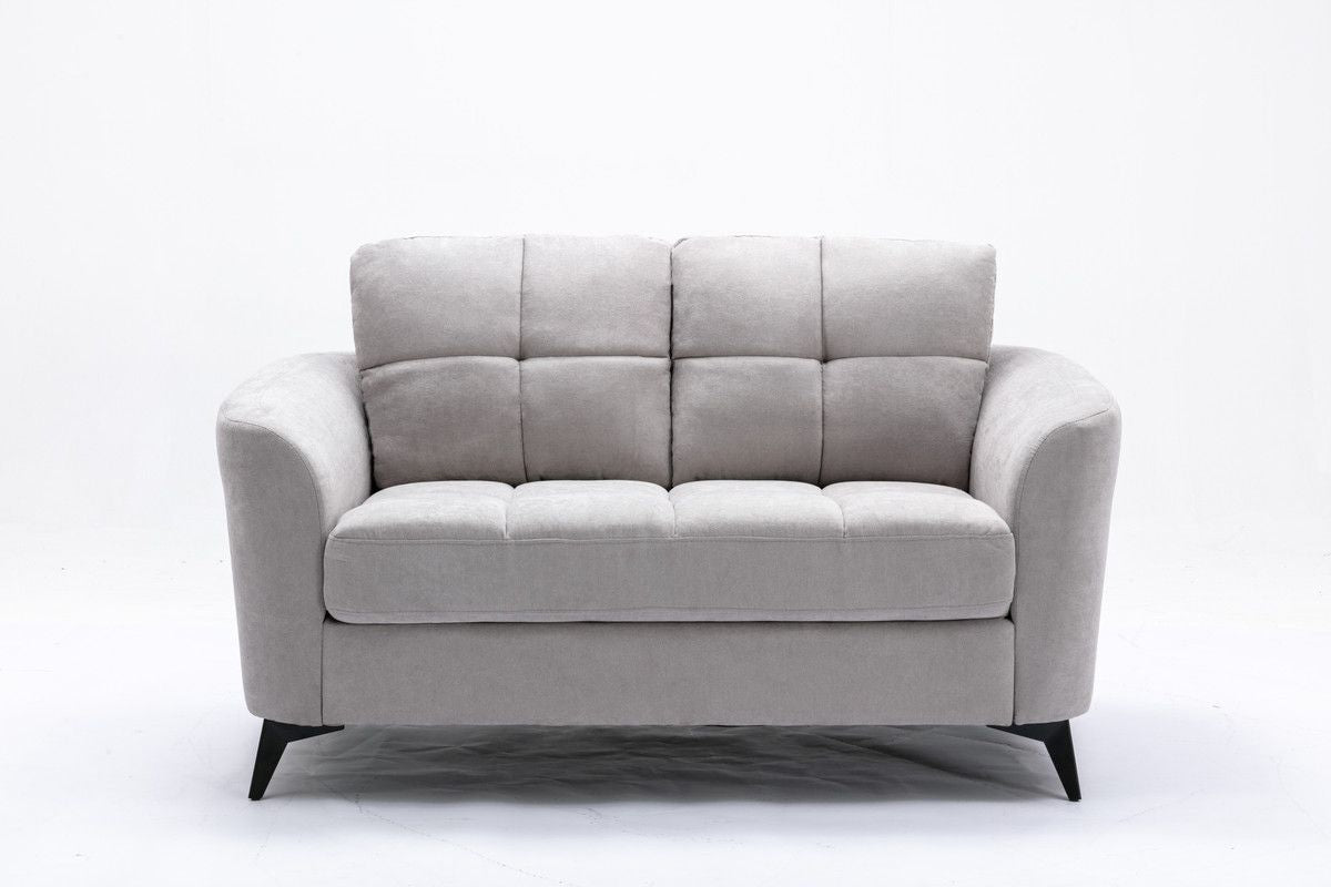 Callie Light Gray Woven Fabric Sofa Loveseat Living Room Set