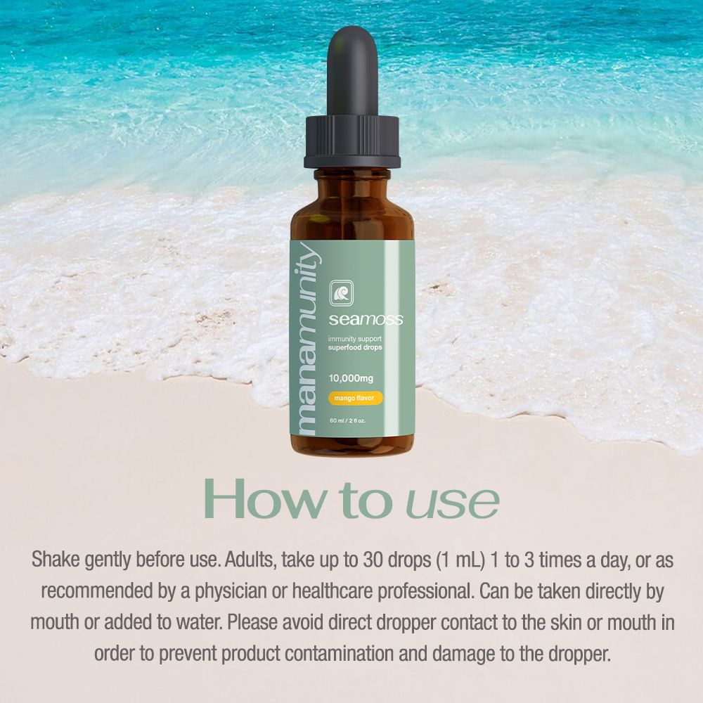 Sea Moss Liquid Drops 10,000 mg Organic Irish Sea Moss Gel with 350 mg Burdock Root Supplement & 20,000 mg Spirulina Immune Support, Joint & Thyroid Support - Vegan