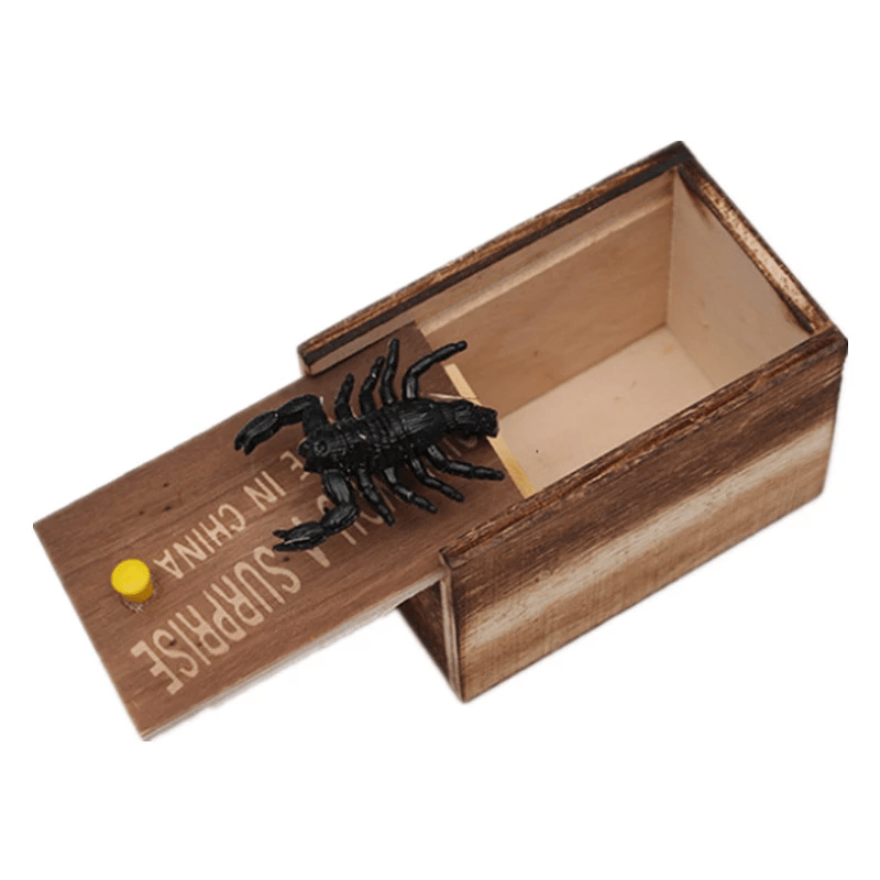 New Tricks Spider Funny Horror Box Wooden Hidden Box Quality Prank Wooden Horror Box Fun Games Prank Skills Friends Office Toys