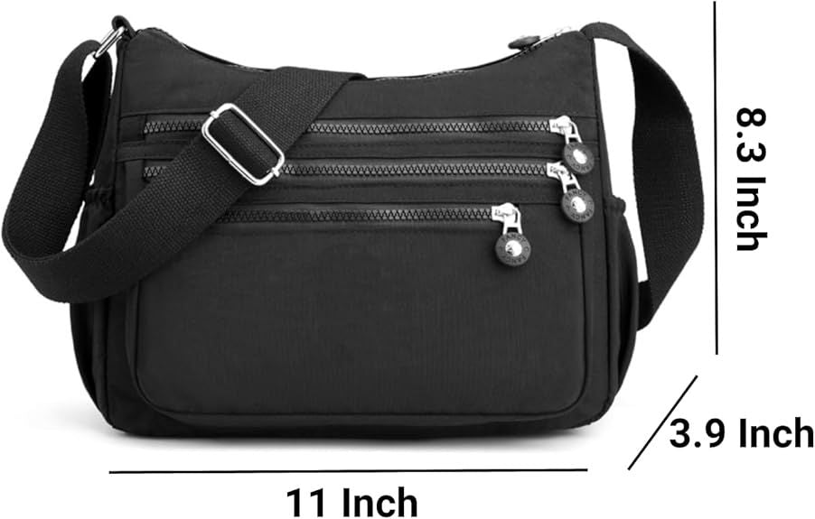 Crossbody Bag for Women, Nylon Waterproof Shoulder Bag with Pockets Adjustable Strap, Purse Handbag for Women