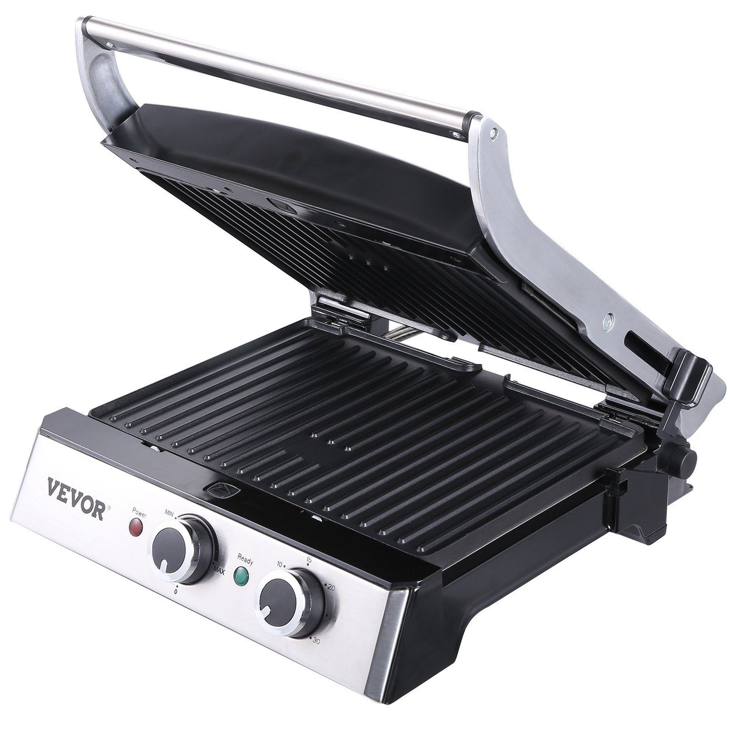 VEVOR Commercial Electric Griddle, 14.5" 1500W Indoor Countertop Grill, Stainless Steel Restaurant Teppanyaki Grill with Non Stick Iron Cooking Plate, 0-446°F Adjustable Temperature Control, 120V