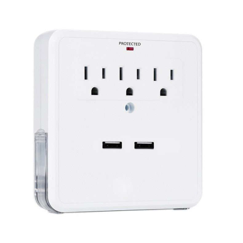 NEW! Classic Combo Wall Adapter W/3 AC Outlets W/Surge Protection And Dual USB Ports To Charge Your Gadgets