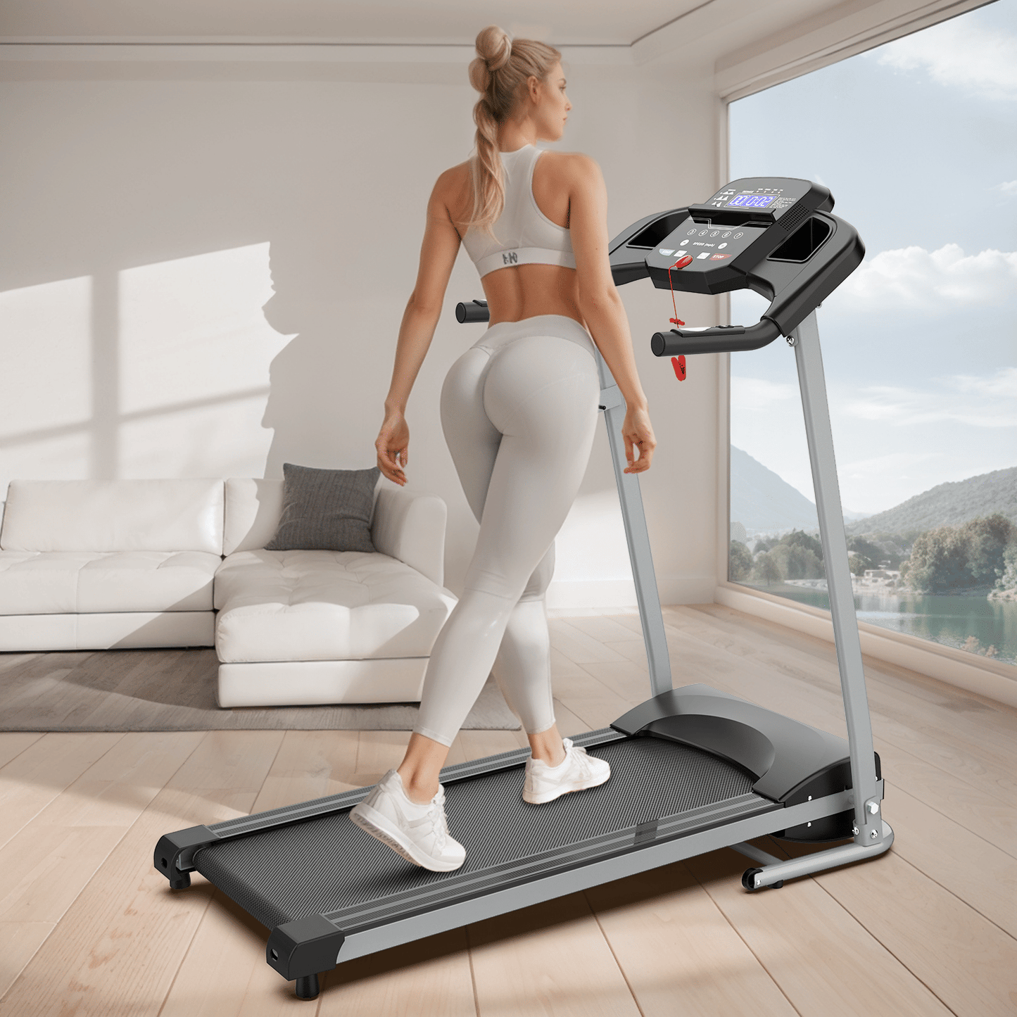 OBENSKY Foldable Treadmill for Home, 2.5HP Folding Running Jogging Walking Fitness Machine, 7.5 MPH, 250 lbs Capacity With 12 Preset Programs