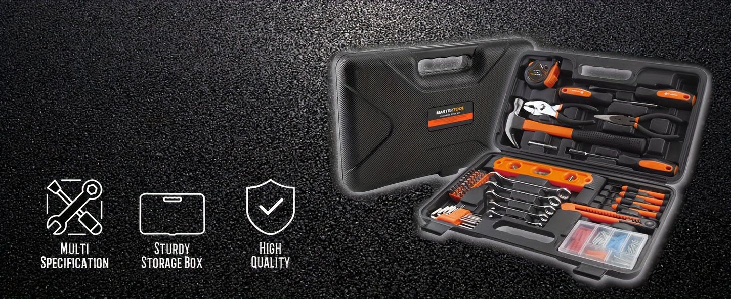 152 piece Tool Set General Hand Tool Kit with Plastic Toolbox Storage Case Automotive Wrench Sets Orange