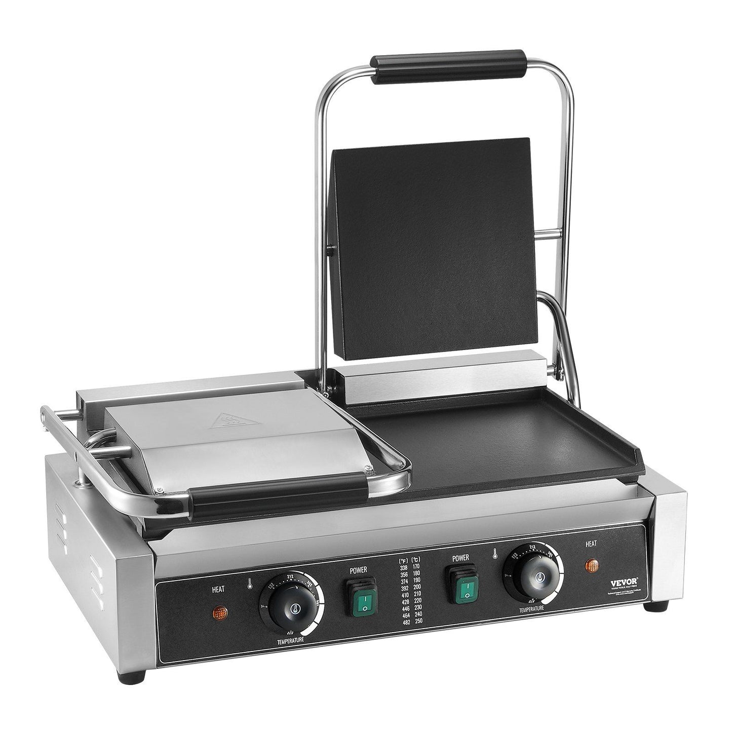 VEVOR Commercial Panini Press Grill Electric Sandwich Maker Griddle Plate 19"x9"