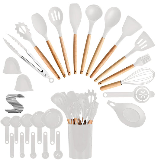 35Pcs Kitchen Cooking Utensils Set Spatula Set Baking Utensil Set Kitchen Accessories Necessities with Holder Egg Whisk Separator Tong Turner Spoons Cups