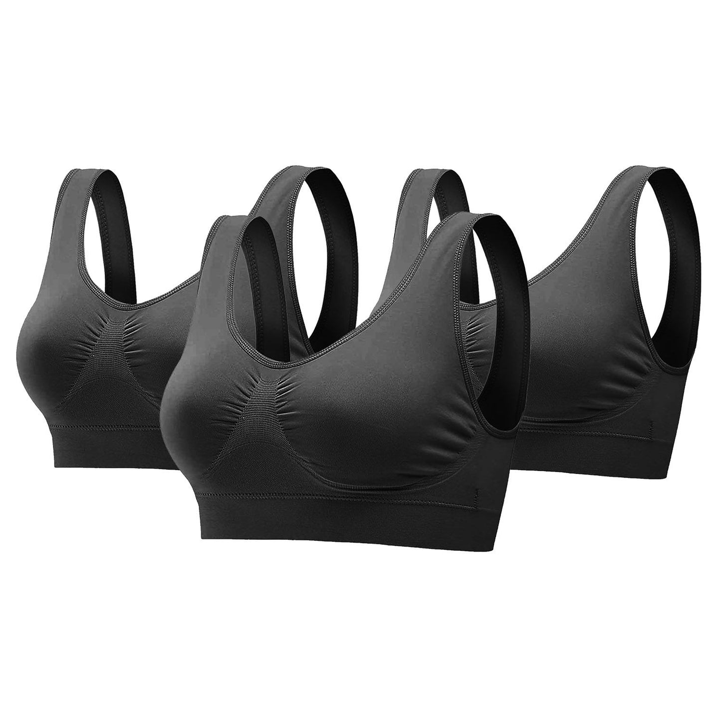 3 Pack Sport Bras For Women Seamless Wire free Bra Light Support Tank Tops For Fitness Workout Sports Yoga Sleep Wearing