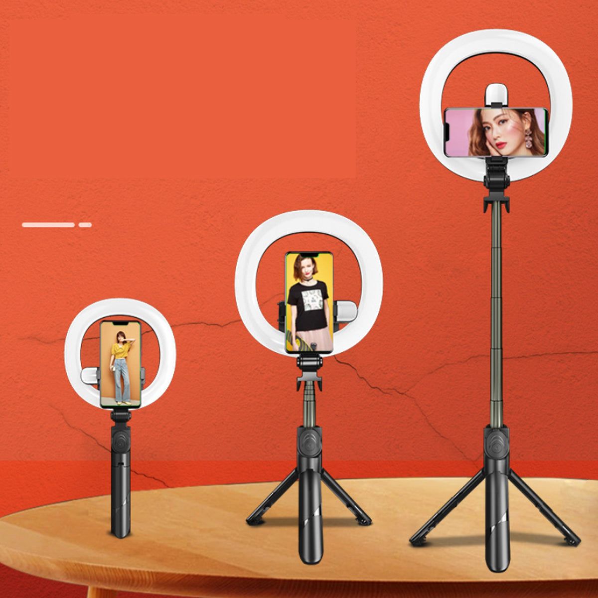 Self Video Portrait Soft Halo Light Stand With Dual LED Light And Bluetooth Remote