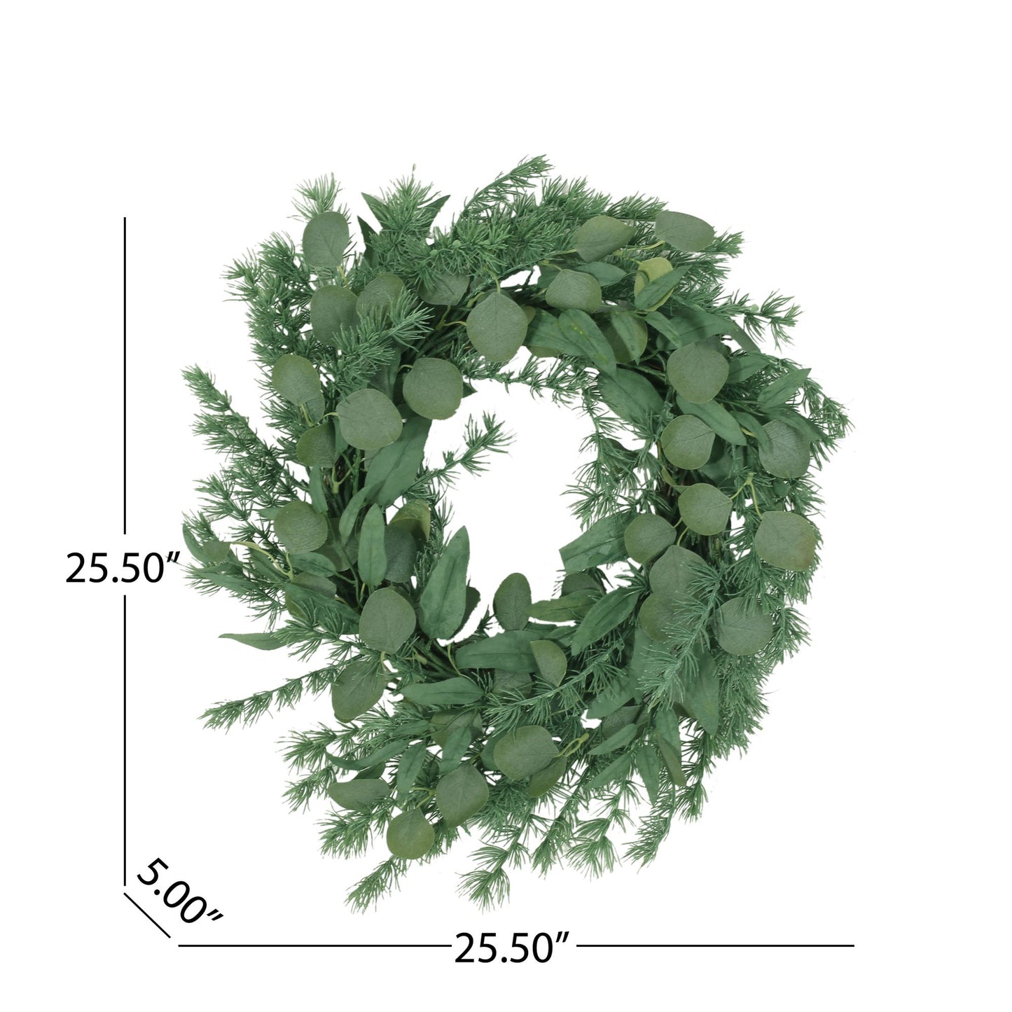 25.5 inch Eucalyptus Leaves Wreath for Front Door, Large Artificial Wreaths for All Seasons, Spring, Summer, Fall, Winter, Farmhouse Outside Holiday Decor for Home