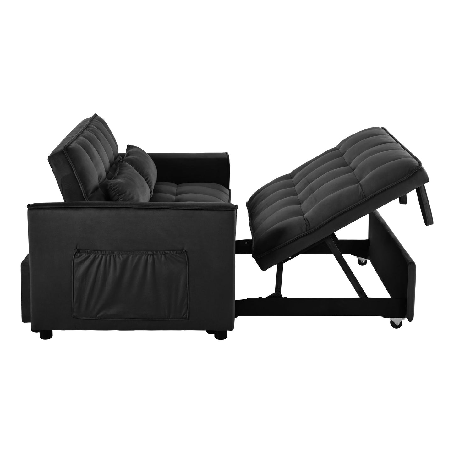 Convertible Sofa Bed,3-in-1 Pull Out Couch Bed with Reclining Backrest and Pillows,Sofa Bed Chair Full Convertible Sleeper Loveseat for Living Room, Home or Office(Black)