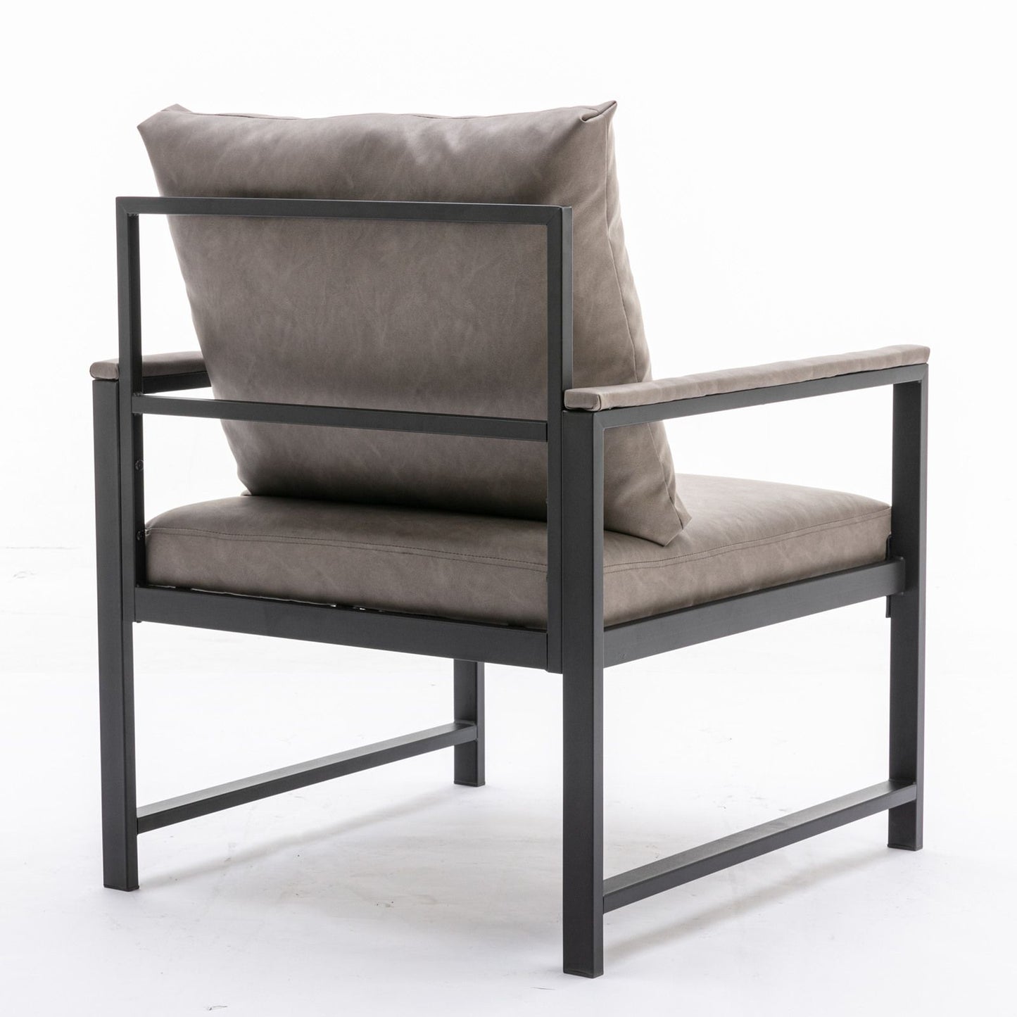 Modern Faux Leather Accent Chair with Black Powder Coated Metal Frame, Single Sofa for Living Room Bedroom