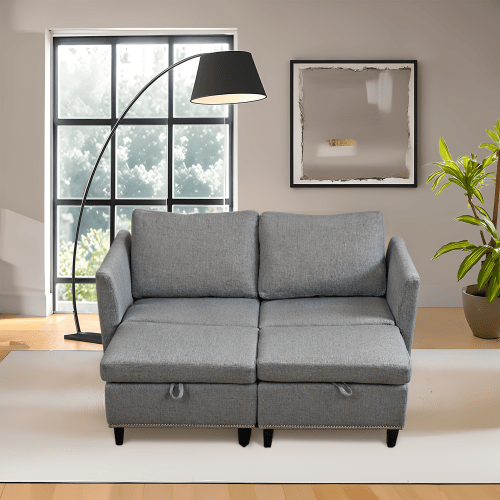 Convertible Sectional Sofa with Storage Seat 6 Seat Sofa with Reversible Chaise U Shaped Sectional Couch for Living Room,Light Grey