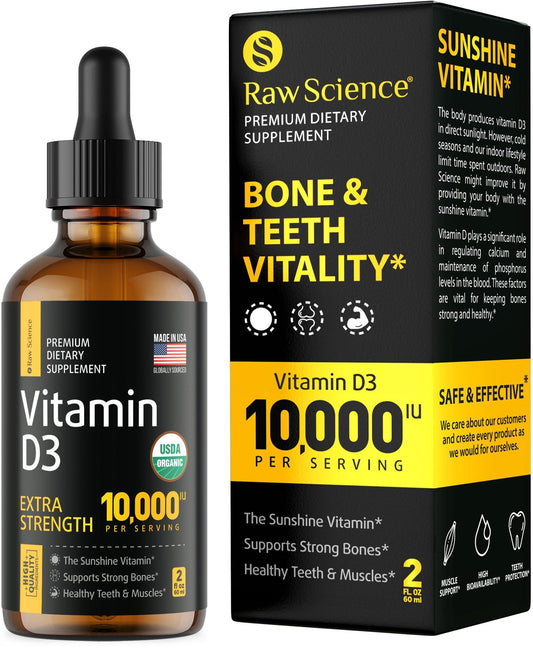 Liquid Vitamin D Drops Vitamin D3 10000 IU for Faster Absorption Helps Support Strong Bones & Healthy Heart Vit D3 for Mood & Immune System Function High Dose D3 Vitamin Sublingual 2 fl oz