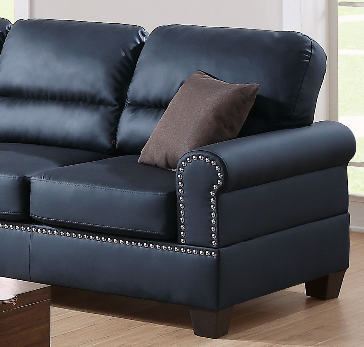 Black Bonded Leather 2pc Sofa Set Sofa And Loveseat Living Room Furniture