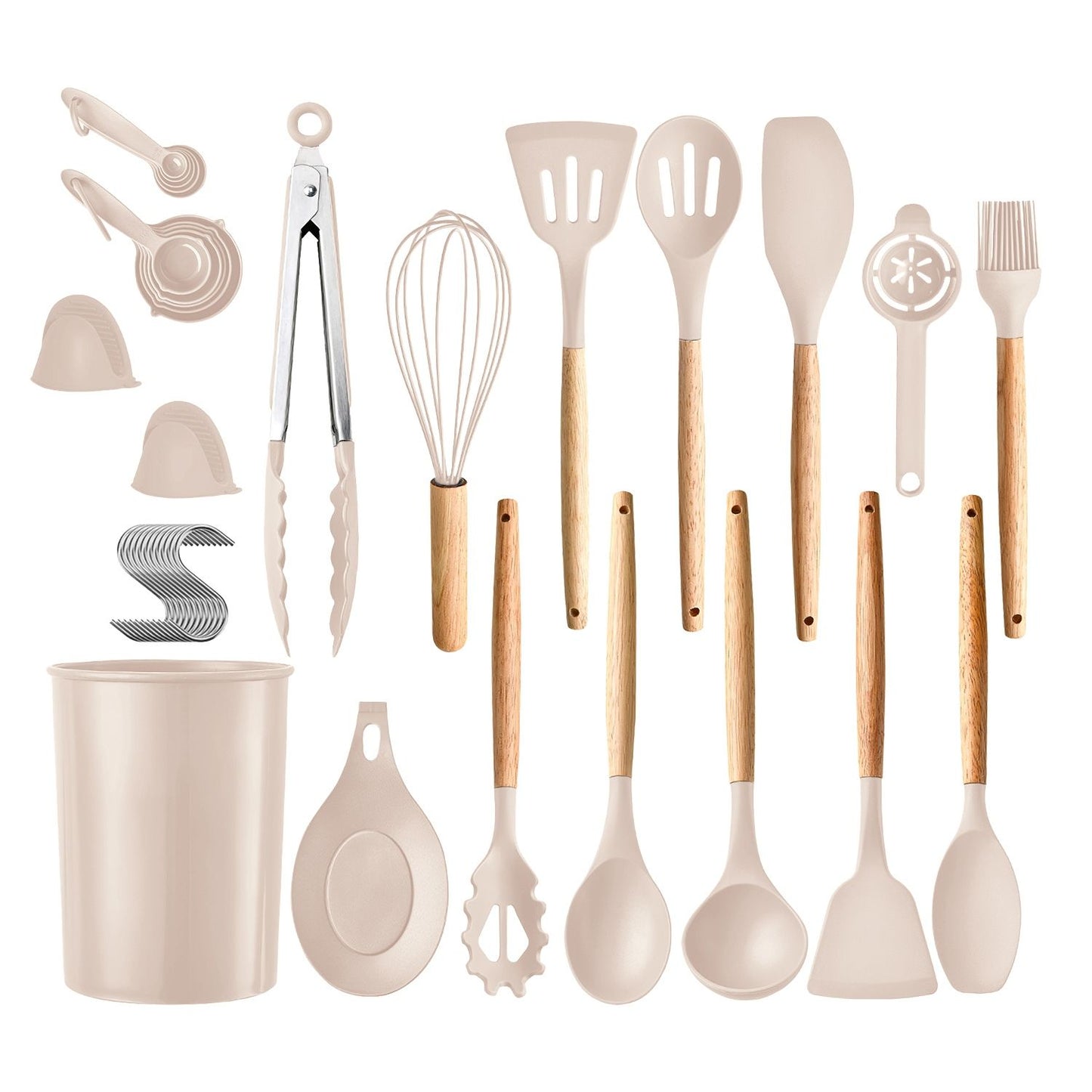 35Pcs Kitchen Cooking Utensils Set Spatula Set Baking Utensil Set Kitchen Accessories Necessities with Holder Egg Whisk Separator Tong Turner Spoons Cups