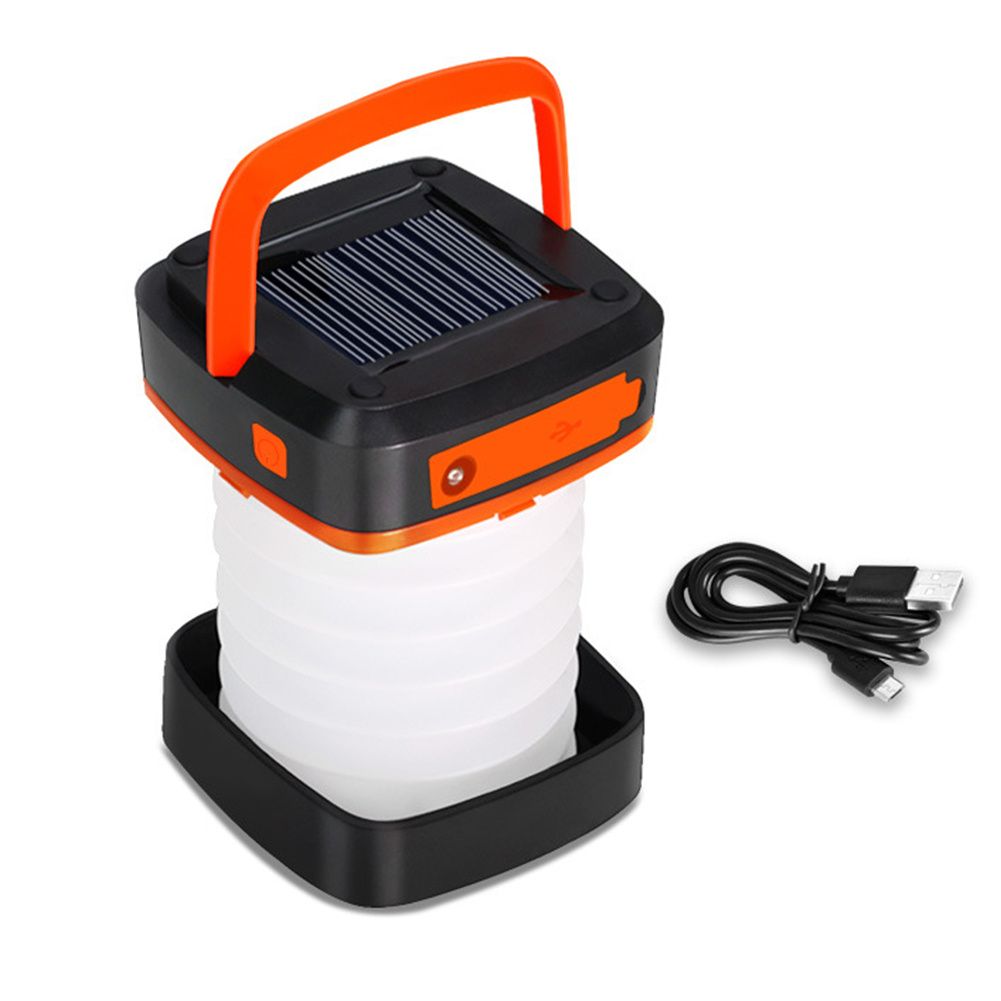 Portable USB Rechargeable Foldable/Retractable Solar Camping Lamp; Multi-Functional LED Light For Hiking; Fishing; Hunting