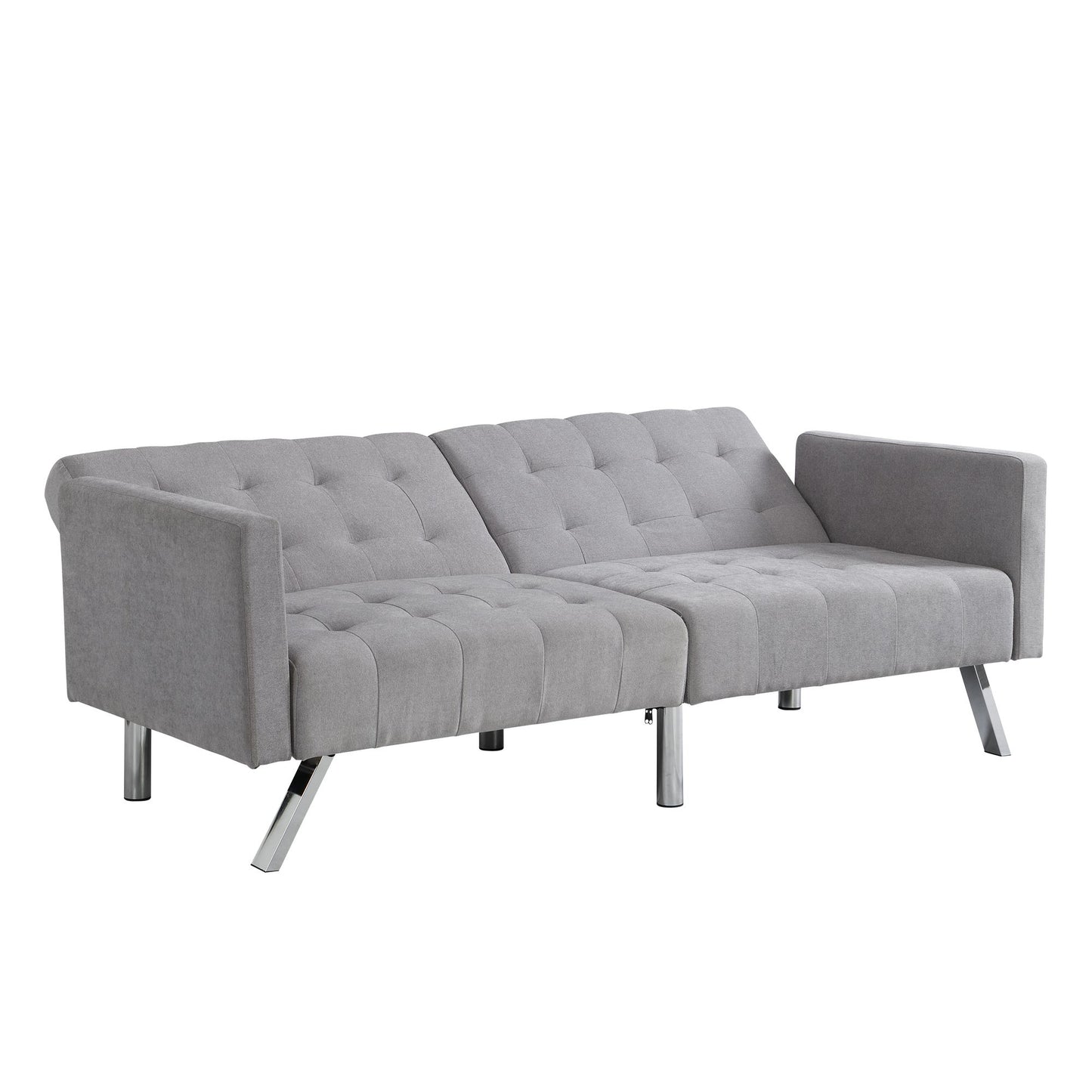 Sofa Bed Convertible Folding Light Grey Lounge Couch Loveseat Sleeper Sofa Armrests Living Room Bedroom Apartment Reading Room