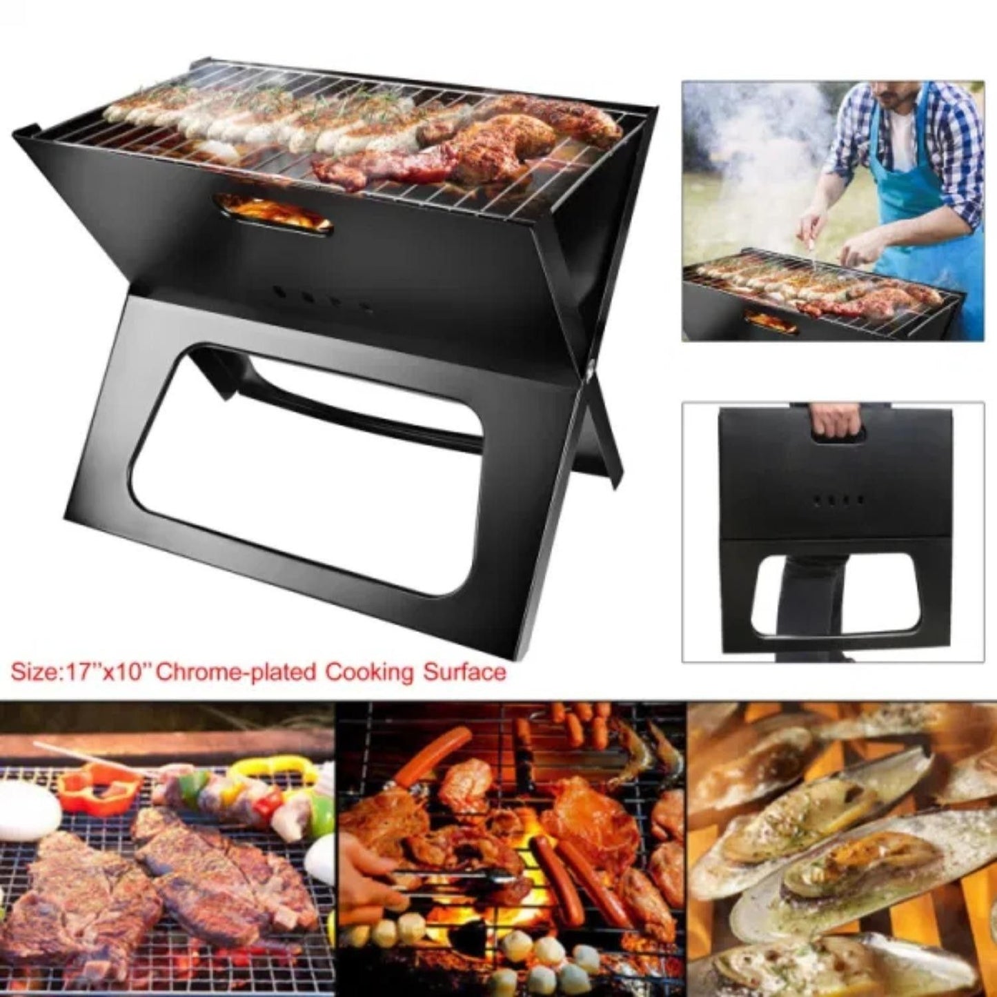 Portable barbecue grill, foldable charcoal grill, camping garden, outdoor travel