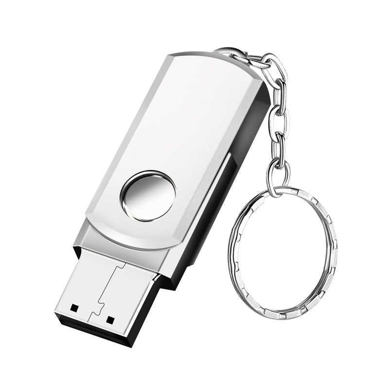 Rotatable Metal USB 2.0 Flash Drives 64GB Free Key Chain Pen Drive Silver Memory Stick Waterproof Storage Devices For Laptop