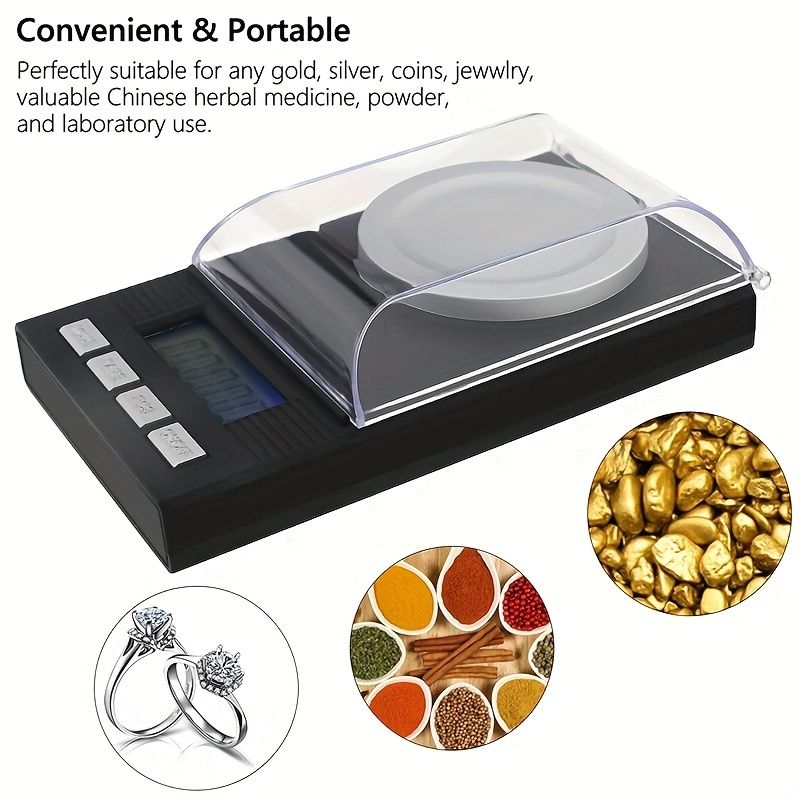 Milligram Scale USB Powered - Mg/ Gram Scale; Precision Digital Pocket Carat Scale Electronic Jewelry Scales For Powder Medicine/ Jewelry/ Reloading/ Herb Including Calibration Weights