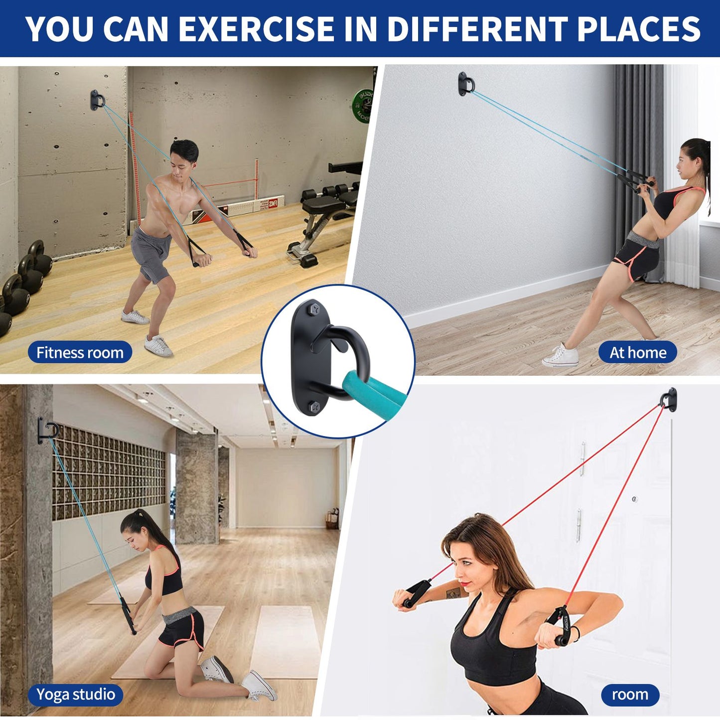 3-piece wall-mounted exercise anchor, resistance band wall hook, home gym installation anchor, physical therapy yoga fitness exercise, ceiling mounted hook exercise station for weight bands, strength