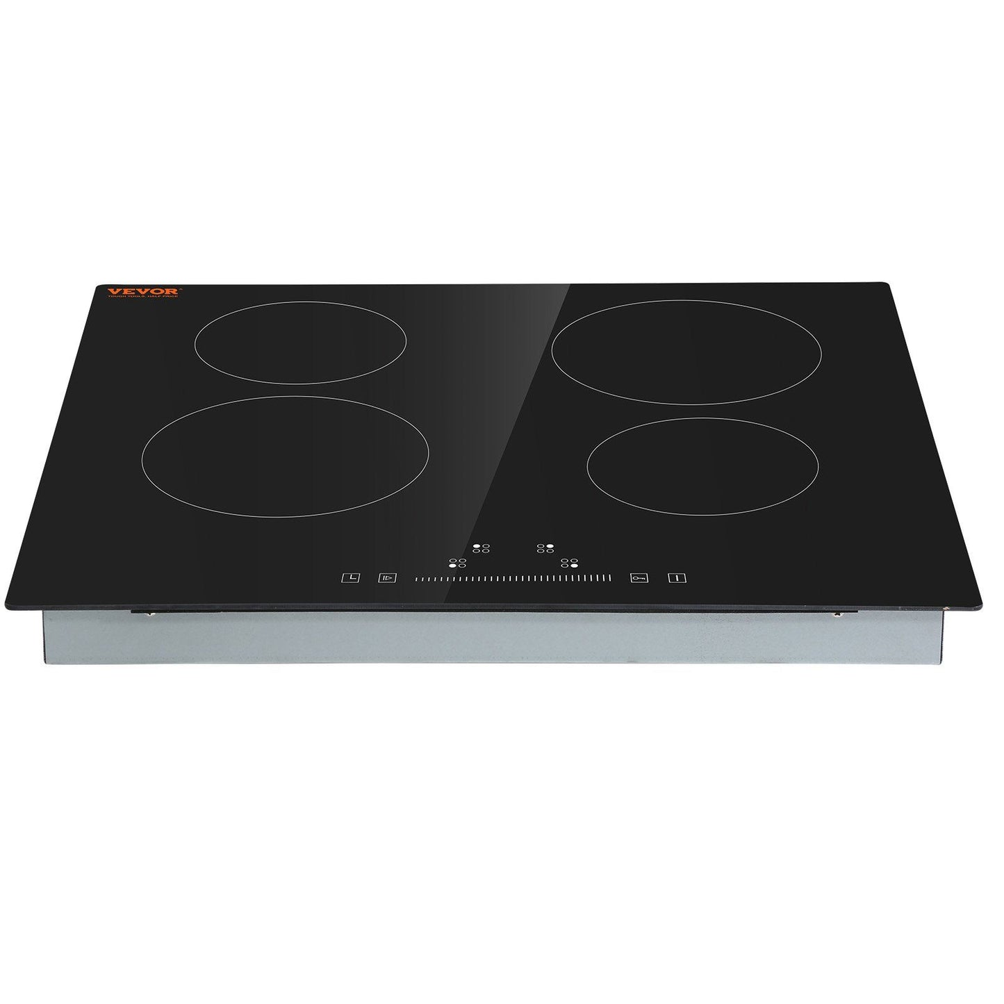 VEVOR Built in Electric Stove Top, 23.2 x 20.5 inch 4 Burners, 240V Glass Radiant Cooktop with Sensor Touch Control, Timer & Child Lock Included, 9 Power Levels for Simmer Steam Slow Cook Fry