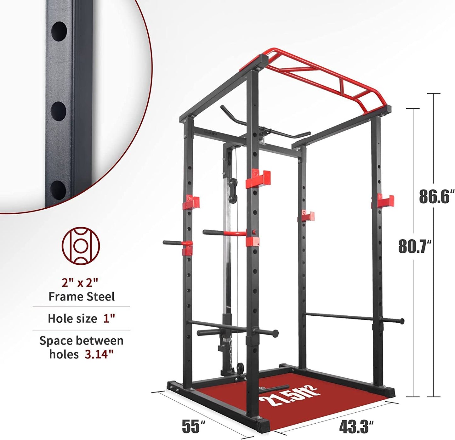 Multi-functional Power Cage,Home Adjustable Pullup Squat Rack 1000Lbs Capacity Comprehensive Fitness Barbell Rack