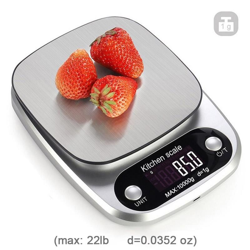 Supermarket Kitchen Scales Stainless Steel Weighing For Food Diet 22lb(1oz) Balance Measuring LCD Precision Electronic Vegetable Mark; Postal Scales/digital Scale; Without Batteries