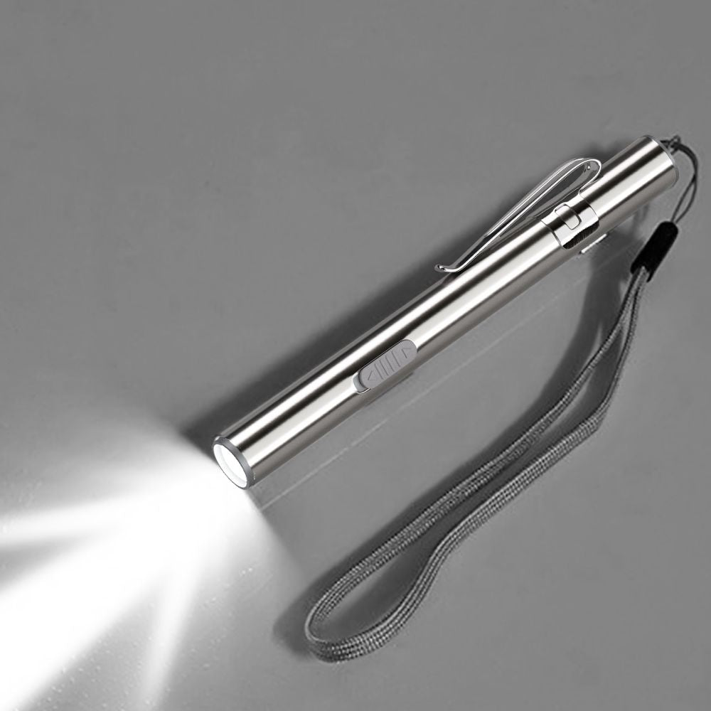 Energy-saving Portable Professional Medical Handy Pen Light USB Rechargeable Mini Flashlight LED Torch with Stainless Steel Clip