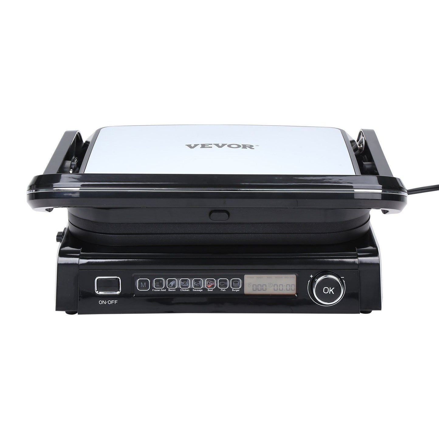 VEVOR 7 IN 1 Commercial Electric Griddle, 14.4" 1800W Indoor Countertop Grill, Stainless Steel Restaurant Teppanyaki Grill with Non Stick Iron Cooking Plate, 0-446°F Adjustable Temp Control 110V