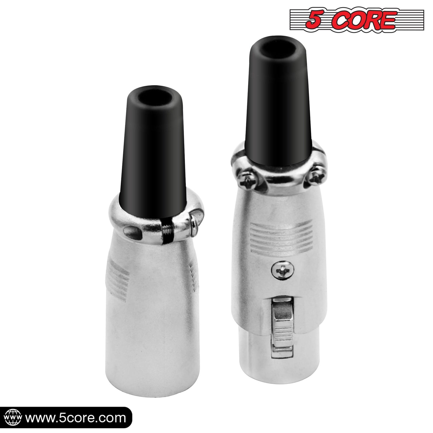 5 CORE XLR Connector Male Female to 1/4 Audio Jack 3 Pin Secure Microphone Plug with Locking Ends - XLR