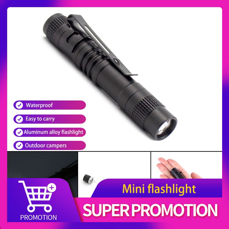 Mini Pen-Shaped Small Flashlight Aluminum Alloy Waterproof with Pen Clip Gift Lamp Small Flashlight