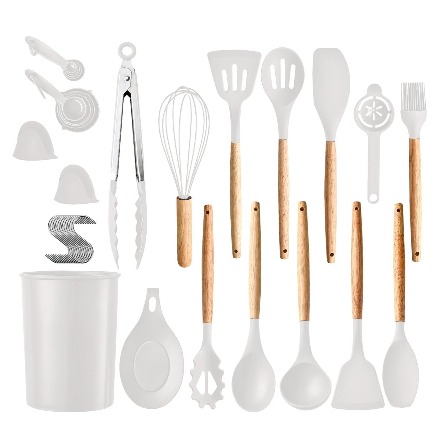 35Pcs Kitchen Cooking Utensils Set Spatula Set Baking Utensil Set Kitchen Accessories Necessities with Holder Egg Whisk Separator Tong Turner Spoons Cups