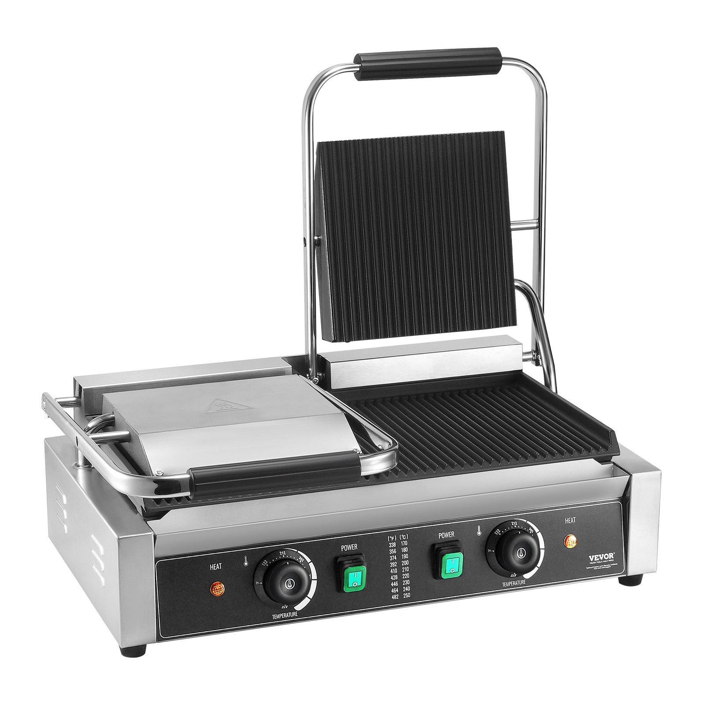 VEVOR Commercial Panini Press Grill Electric Sandwich Maker Griddle Plate 19"x9"