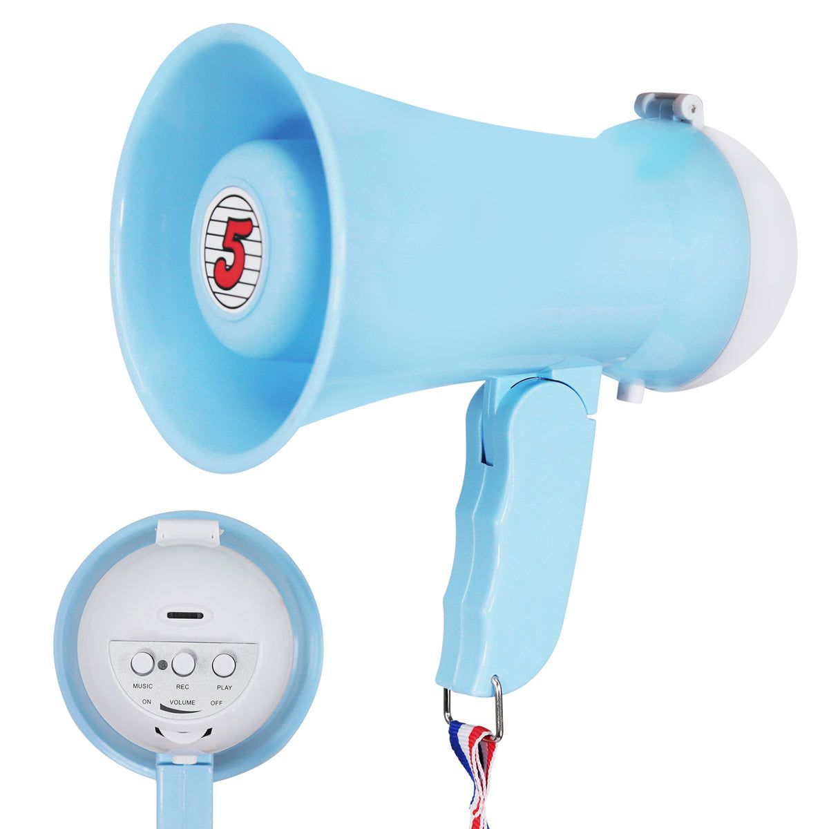 5 Core Megaphone Bullhorn Speaker 15W Mini Battery Power Bull horn w Siren 400 Yard Range - HW 1