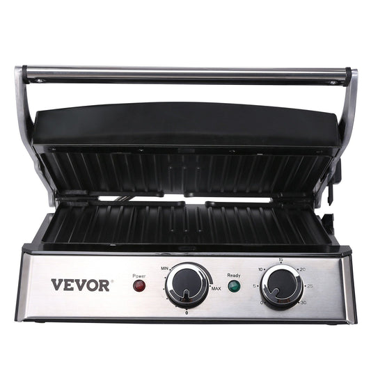 VEVOR Commercial Electric Griddle, 14.5" 1500W Indoor Countertop Grill, Stainless Steel Restaurant Teppanyaki Grill with Non Stick Iron Cooking Plate, 0-446°F Adjustable Temperature Control, 120V