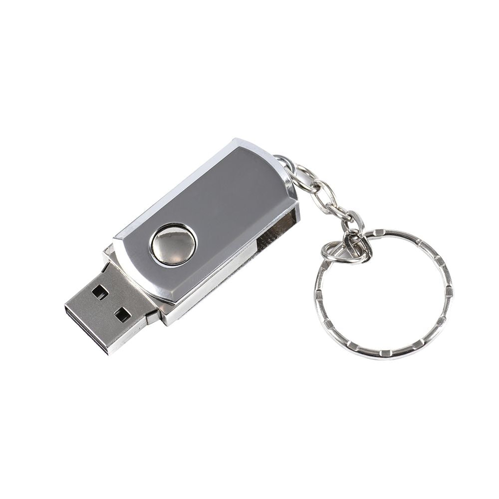 Rotatable Metal USB 2.0 Flash Drives 64GB Free Key Chain Pen Drive Silver Memory Stick Waterproof Storage Devices For Laptop